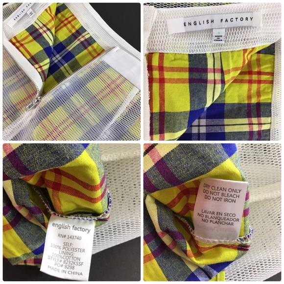 English Factory NEW Mesh Plaid Midi Skirt Exposed Back Zipper - S - 90’s Vibes! - Picture 3 of 13